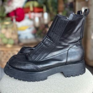 Black bulky combat style comfortable wide  Ankle Boots